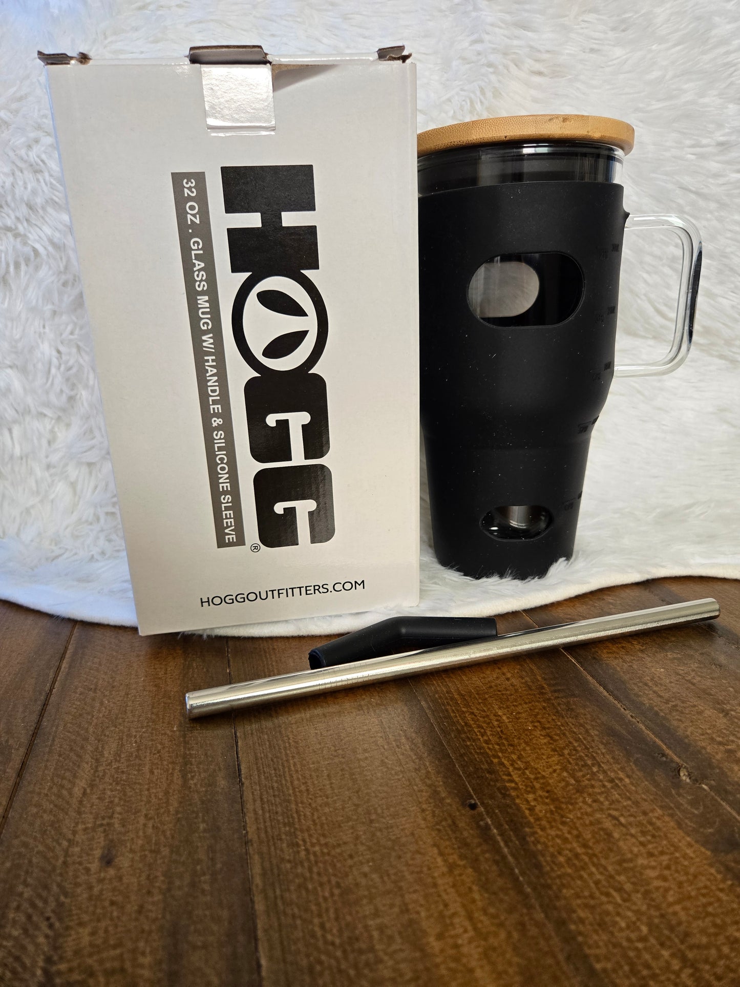 CUSTOM 32 oz Glass Mug with Handle and Silicone Sleeve