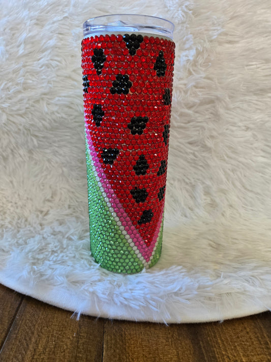 Watermelon Rhonestoned Tumbler